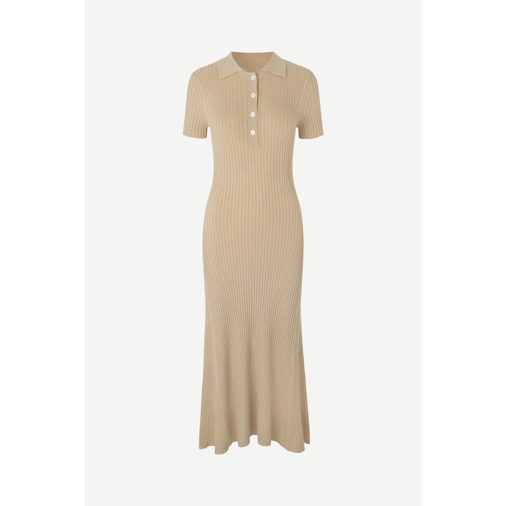 SAMSOE Beige Ribbed Knit Dress